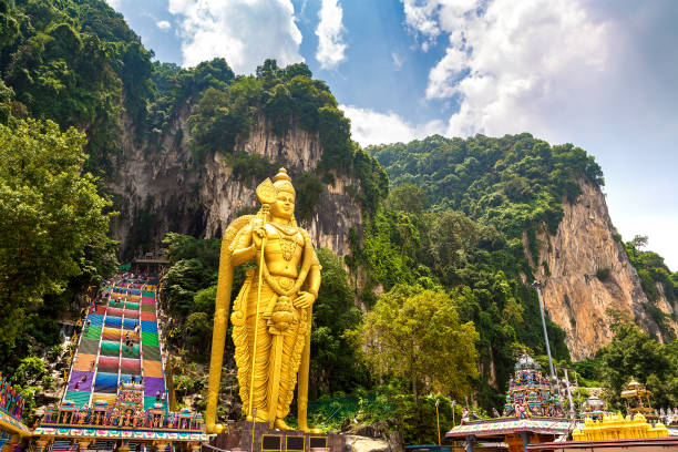 Batu cave, hinduism temple in a sunny day in Kuala Lumpur, Malaysia